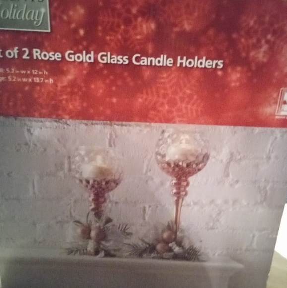 Rose gold glass candle holders - Picture 2 of 2